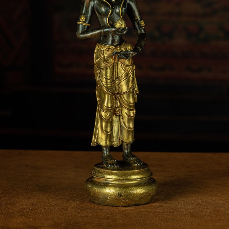 Qing Dynasty Caixu Buddha Mother Tibetan Antique Buddha Statue Gilt Standing Tibet - Image 7