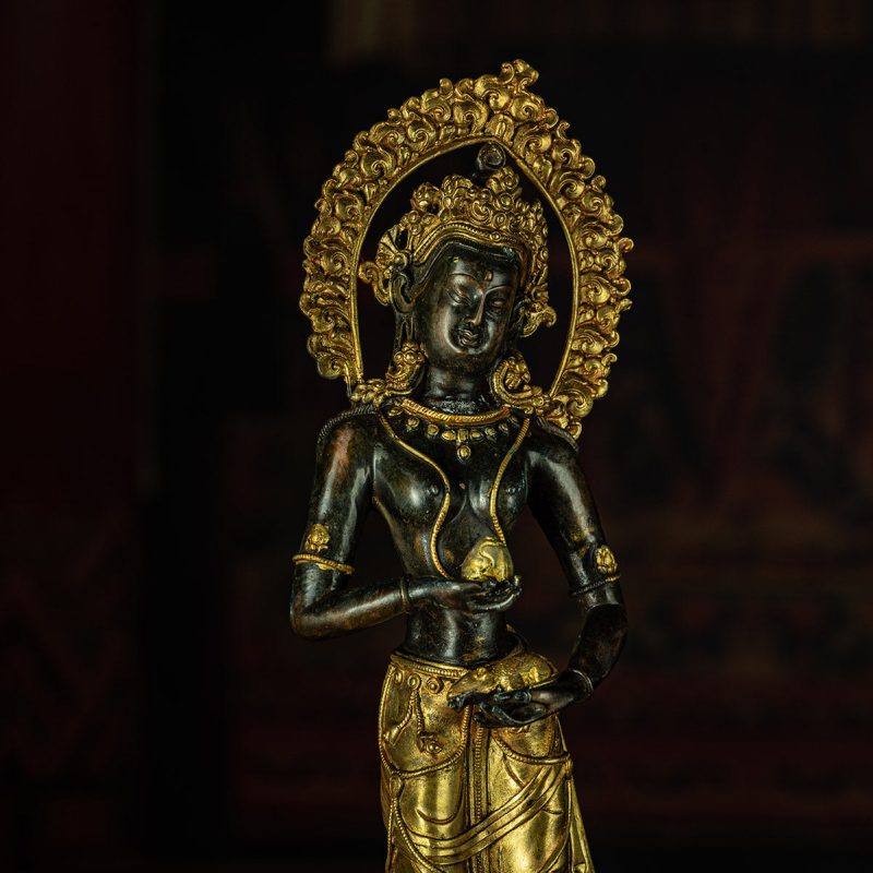 Qing Dynasty Caixu Buddha Mother Tibetan Antique Buddha Statue Gilt Standing Tibet - Image 9