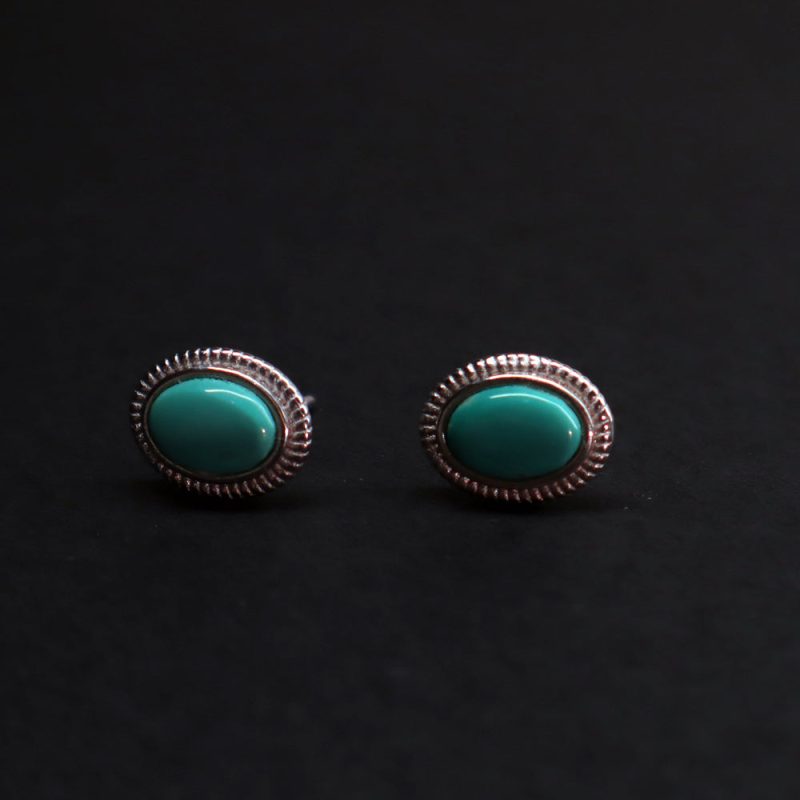 EXQUISITE IN Fortune Oval Turquoise Stud Earrings - Image 3