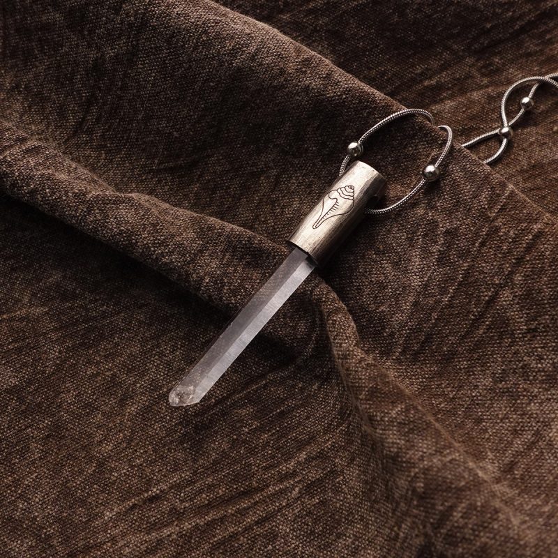 Eight Blessings from Tibet Spiritual Amulet Pendant in Sterling Silver & Crystal Quartz - Image 13