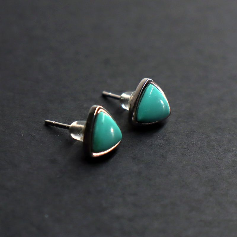 Emerald Wealth Triad – Turquoise Prosperity Energy Stud Earrings - Image 3