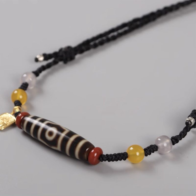 Awakening Three Eyes Dzi Beads Tibetan Necklace Natural agate chalcedony - Image 2