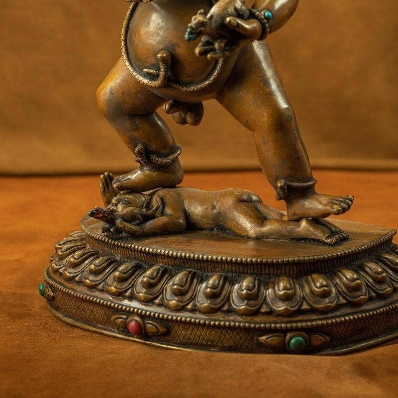 16th Century Black Jambhala Tibetan Antique Buddha Statue Purple Lima Copper Big Size Sholdopal Made - Image 4
