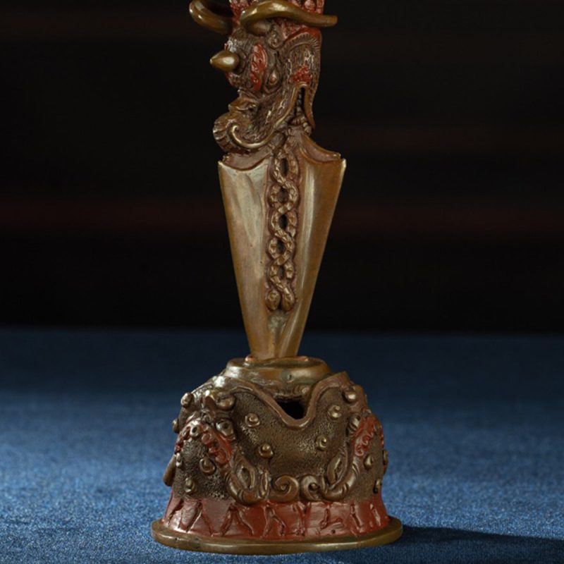 19th Century Puba King Kong Hayagriva Three-Sided Dharmapāla Tibetan Copper – Tashi Triling Ceremonial Artifact - Image 9