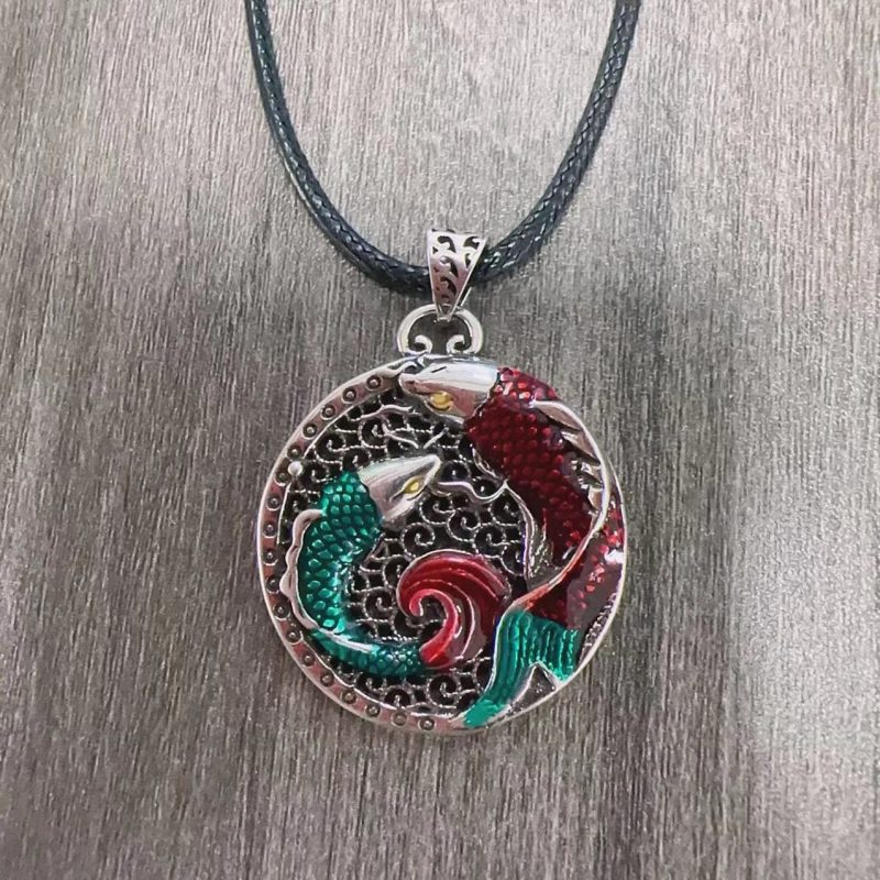 EXQUISITE IN Tibetan Copper Koi Fish Healing Necklace - Image 2