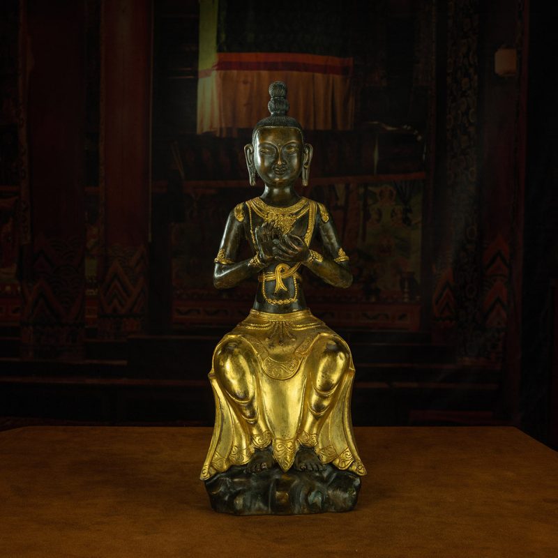 Qing Dynasty Manjusri Bodhisattva Tibetan antique Buddha statue Gilt Han style Tibet - Image 2
