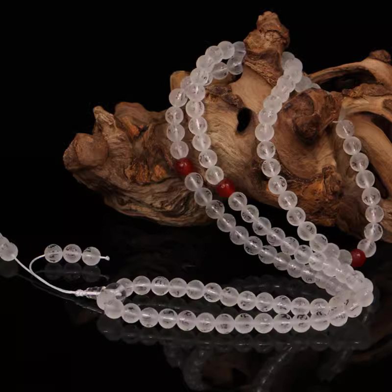 108 Mala Beads Clear Crystal Healing Necklace - Image 2