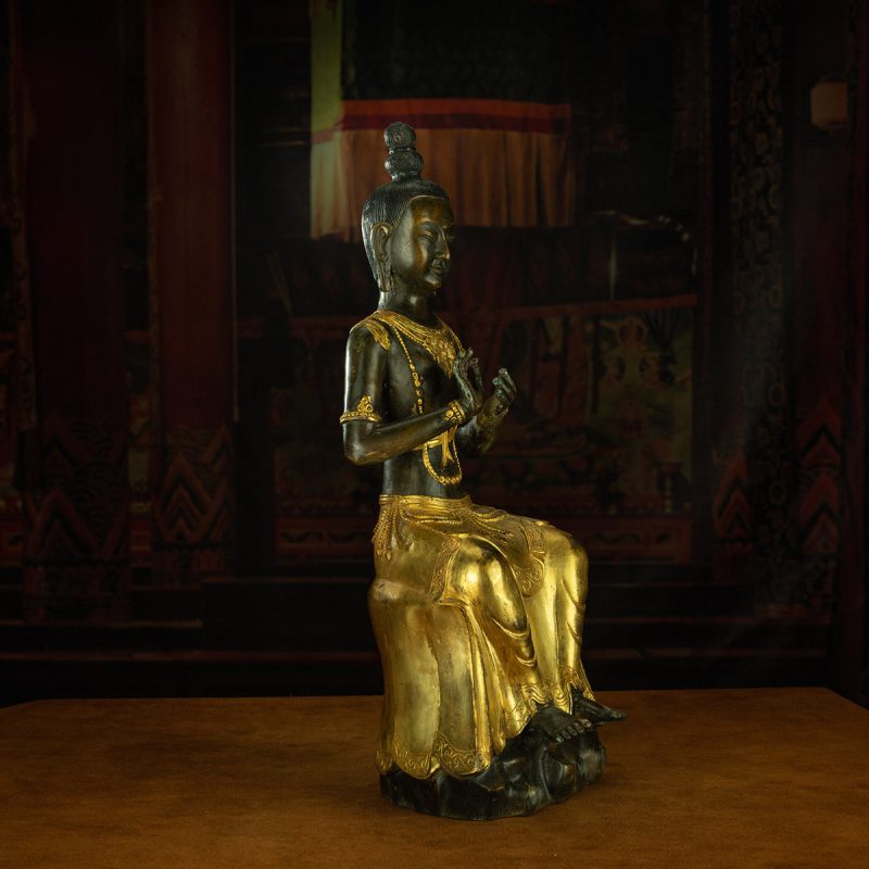 Qing Dynasty Manjusri Bodhisattva Tibetan antique Buddha statue Gilt Han style Tibet - Image 4