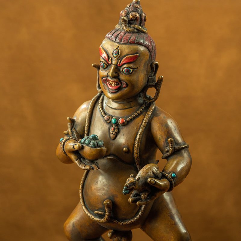 16th Century Black Jambhala Tibetan Antique Buddha Statue Purple Lima Copper Big Size Sholdopal Made - Image 2