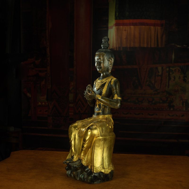 Qing Dynasty Manjusri Bodhisattva Tibetan antique Buddha statue Gilt Han style Tibet - Image 3