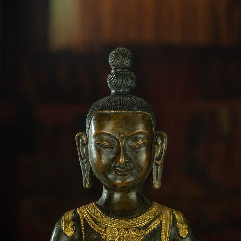 Qing Dynasty Manjusri Bodhisattva Tibetan antique Buddha statue Gilt Han style Tibet - Image 7