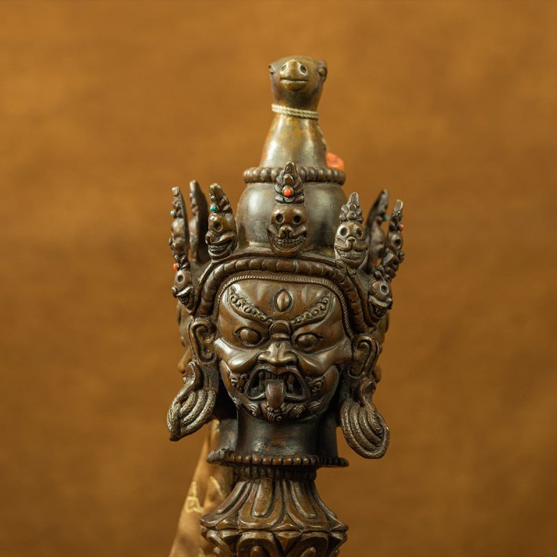 19th Century Giant Three-faced Hayagriva Tibetan Antique Vajra Purple Lima Copper - Image 2