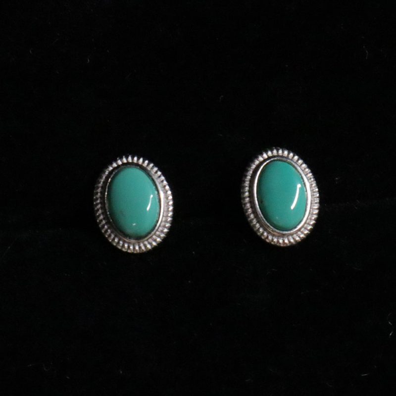 EXQUISITE IN Fortune Oval Turquoise Stud Earrings - Image 4