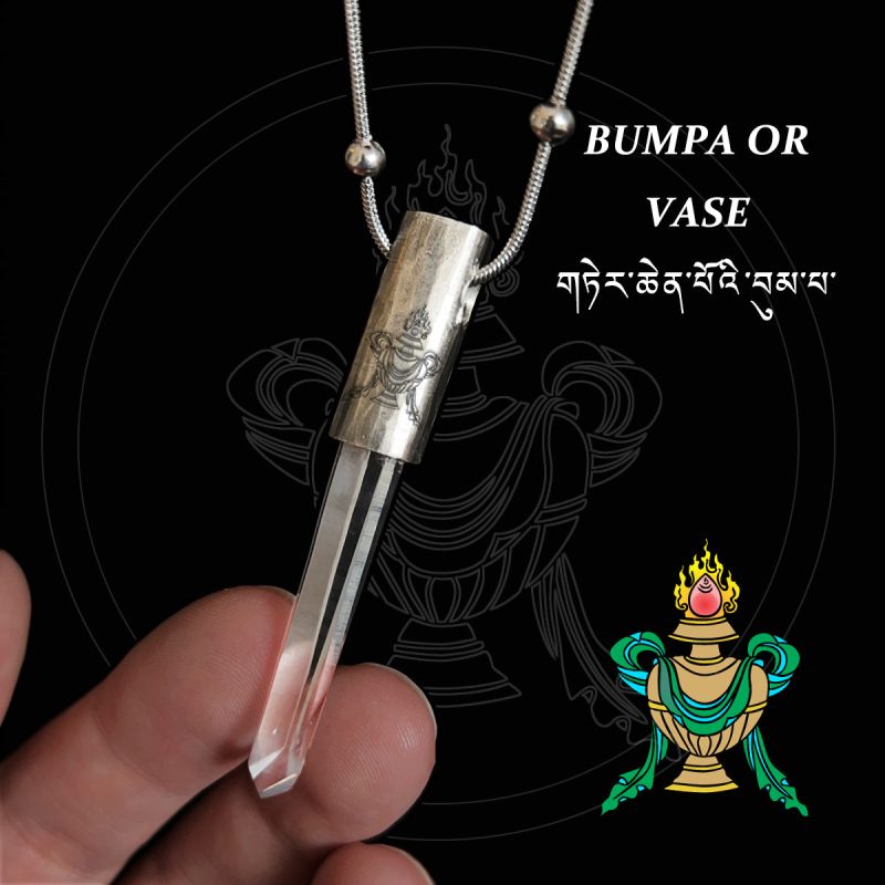 Eight Blessings from Tibet Spiritual Amulet Pendant in Sterling Silver & Crystal Quartz - Image 6