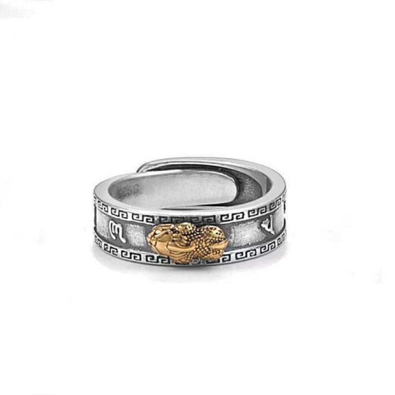 EXQUISITE IN PiXiu Om Mani Padme Hum Heart Sutra Luck Wealth Couple Ring - Image 2