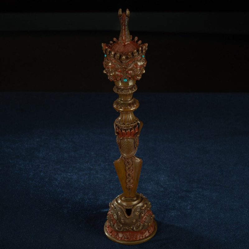 19th Century Puba King Kong Hayagriva Three-Sided Dharmapāla Tibetan Copper – Tashi Triling Ceremonial Artifact - Image 6