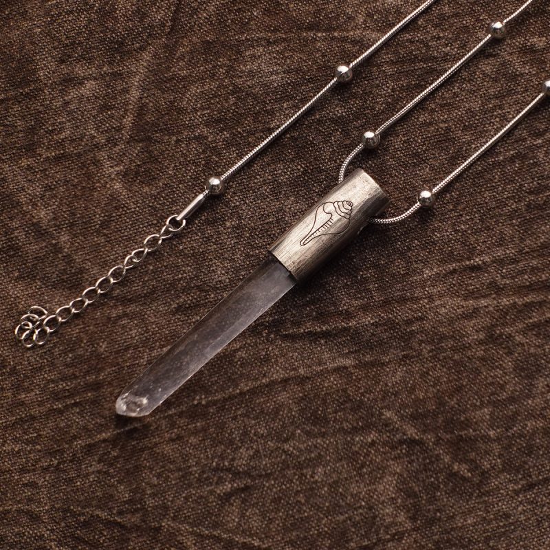 Eight Blessings from Tibet Spiritual Amulet Pendant in Sterling Silver & Crystal Quartz - Image 15