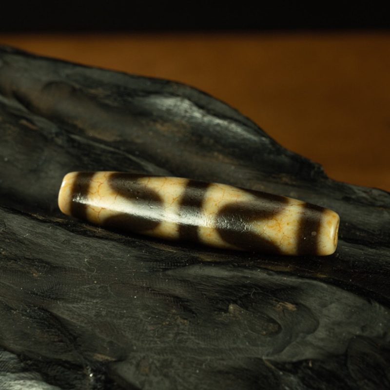 Yellow Tooth Double Tiger Teeth Old Dzi Beads Tibetan Millennium Dzi Beads Calcification - Image 5