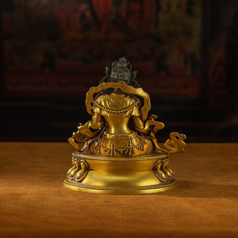 Qing Dynasty Green Tara Tibetan Antique Buddha Statue Copper Gilding - Image 13