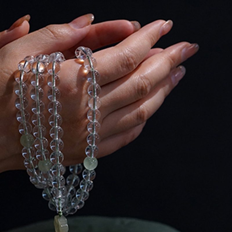 Blessing Energy Clear Quartz Protection 108 Mala Beads - Image 3
