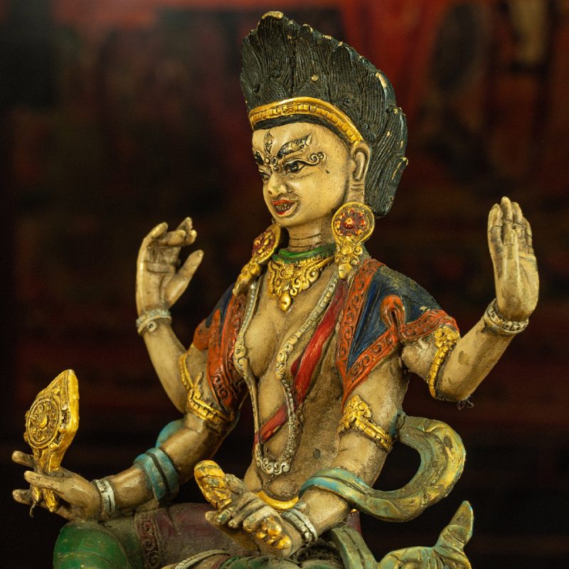 Qing Dynasty Four Armed Tara Copper Mineral Color Palpung Monastery - Image 6