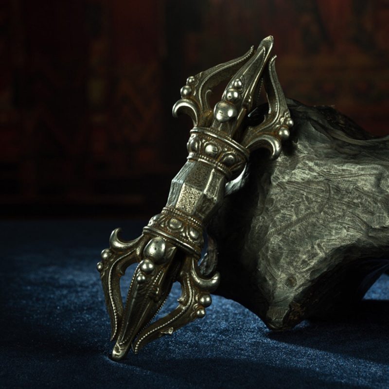 Qing Dynasty Five-Pronged Vajra Demonic Pestle Tibetan Dharma Weapon cold Iron Zanabazar Style Tibet - Image 4