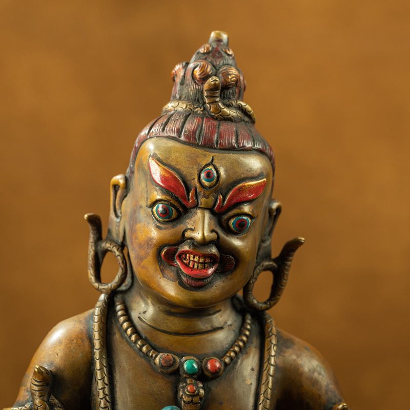 16th Century Black Jambhala Tibetan Antique Buddha Statue Purple Lima Copper Big Size Sholdopal Made - Image 3