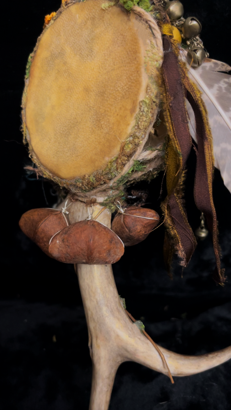 Shaman Magic Drum Tibetan Quartz Crystal Handmade - Image 5