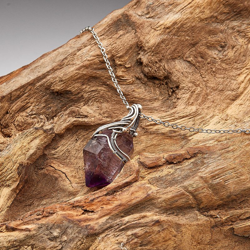Spiritual Path Enlightenment Amethyst Silver Pendants - Image 2