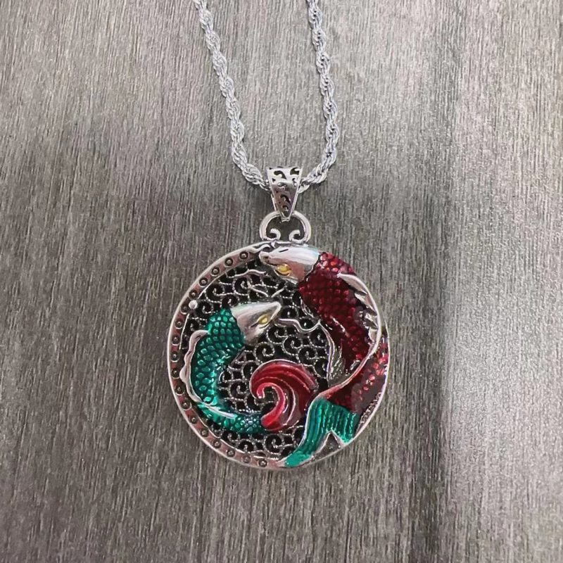 EXQUISITE IN Tibetan Copper Koi Fish Healing Necklace - Image 3