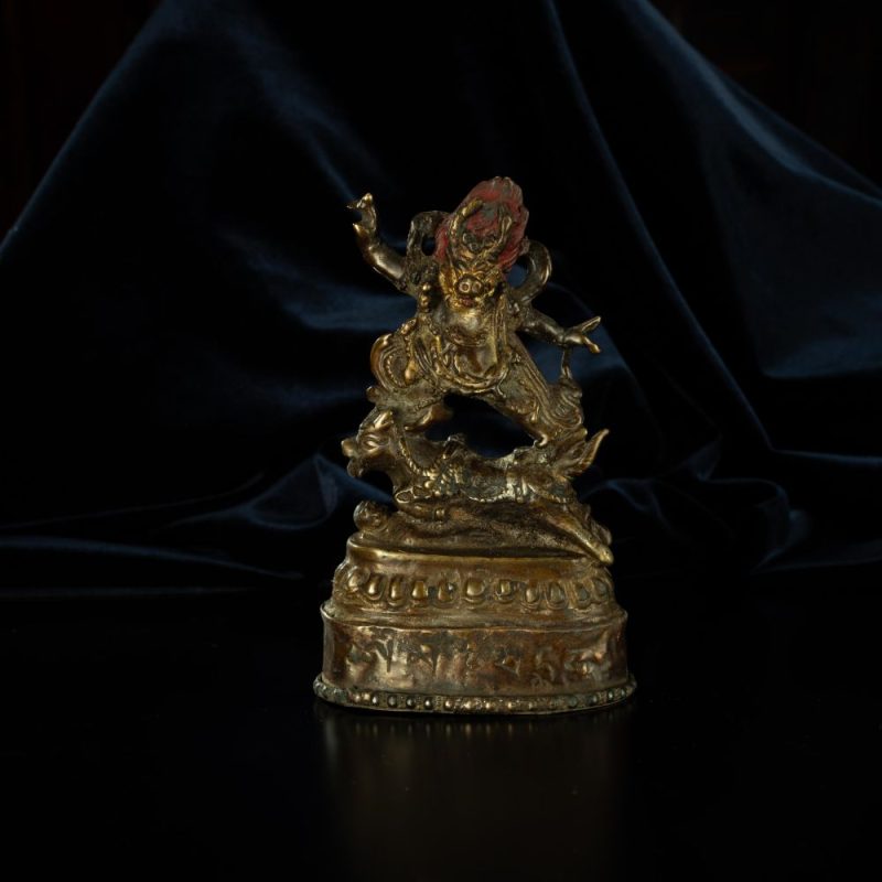 Ming Dynasty Statue of Yama, the Lord of the Underworld Antique Tibetan Buddhist Statue Gilded Tibet