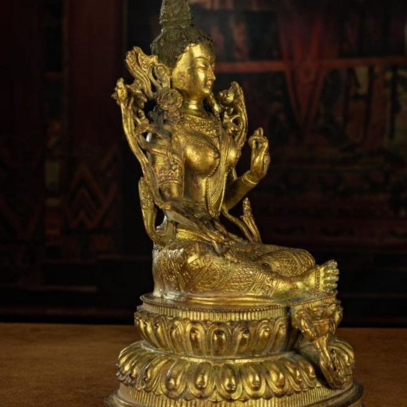 Qing Dynasty Green Tara Statue Tibetan Antique Buddha Statue  Gilt Ganzi Temple - Image 2
