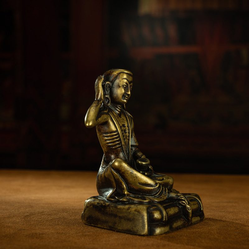 Ming Dynasty Venerable Milarepa Tibetan Antique Buddha Statue Huang Lima Thick Titus Babang Temple - Image 3