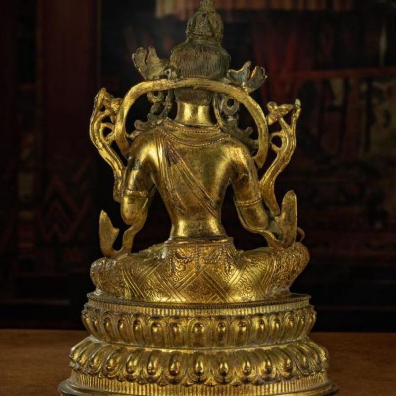 Qing Dynasty Green Tara Statue Tibetan Antique Buddha Statue  Gilt Ganzi Temple - Image 4