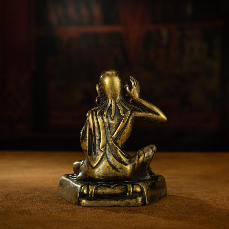 Ming Dynasty Venerable Milarepa Tibetan Antique Buddha Statue Huang Lima Thick Titus Babang Temple - Image 4