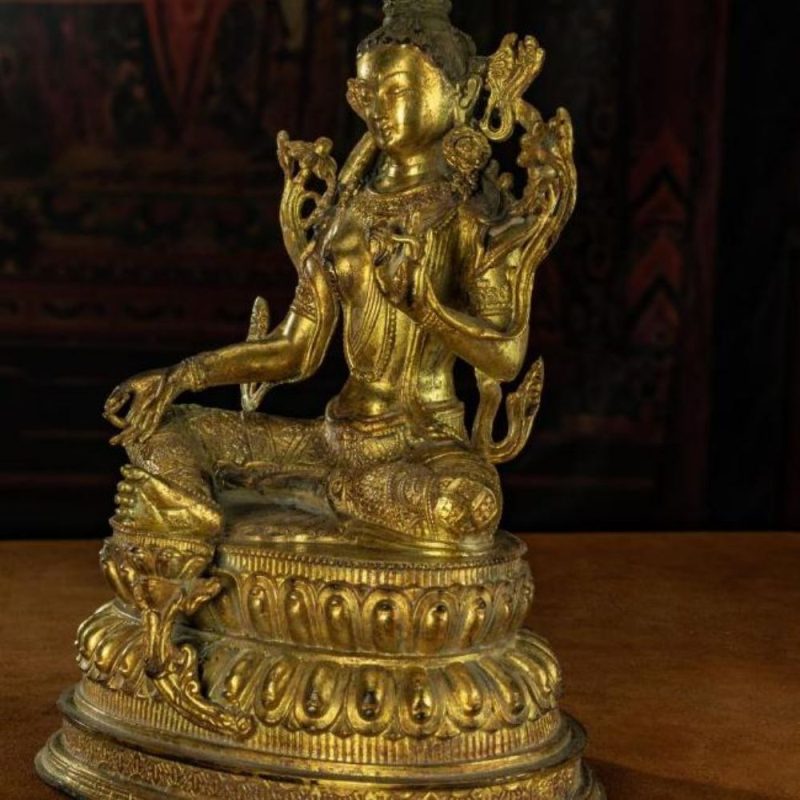 Qing Dynasty Green Tara Statue Tibetan Antique Buddha Statue  Gilt Ganzi Temple - Image 6
