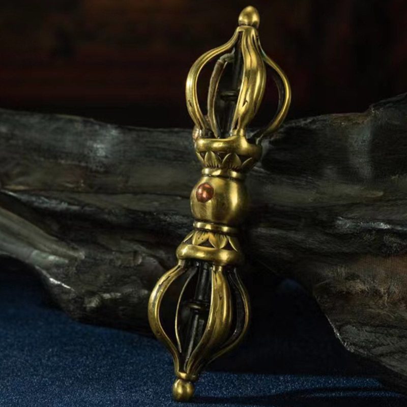 Qing Dynasty Five-pronged Demonic Pestle Gilt Brass And Silver Ritual Supplies Made in the Tibetan Palace