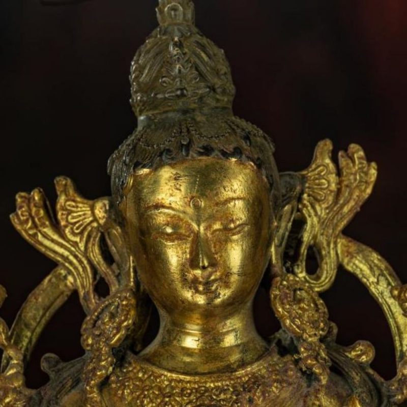 Qing Dynasty Green Tara Statue Tibetan Antique Buddha Statue  Gilt Ganzi Temple - Image 9