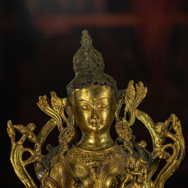 Qing Dynasty Green Tara Statue Tibetan Antique Buddha Statue  Gilt Ganzi Temple - Image 10