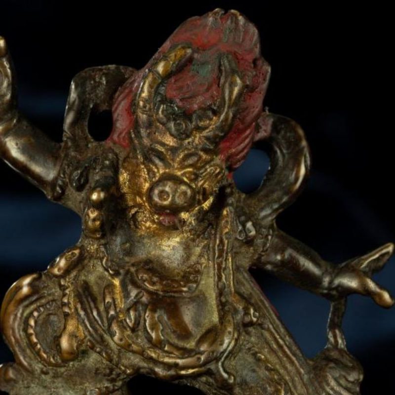 Ming Dynasty Statue of Yama, the Lord of the Underworld Antique Tibetan Buddhist Statue Gilded Tibet - Image 7