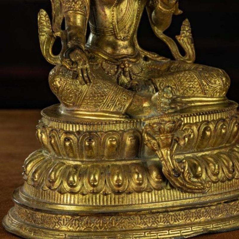 Qing Dynasty Green Tara Statue Tibetan Antique Buddha Statue  Gilt Ganzi Temple - Image 13