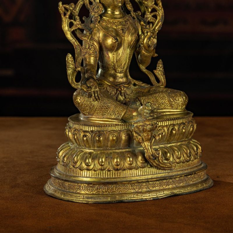 Qing Dynasty Green Tara Statue Tibetan Antique Buddha Statue  Gilt Ganzi Temple - Image 14