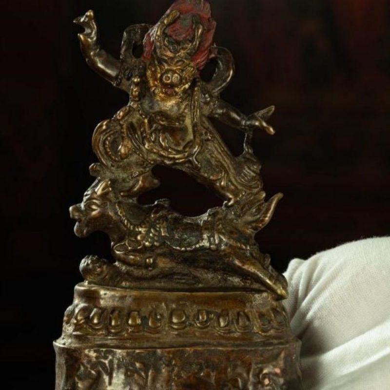 Ming Dynasty Statue of Yama, the Lord of the Underworld Antique Tibetan Buddhist Statue Gilded Tibet - Image 13
