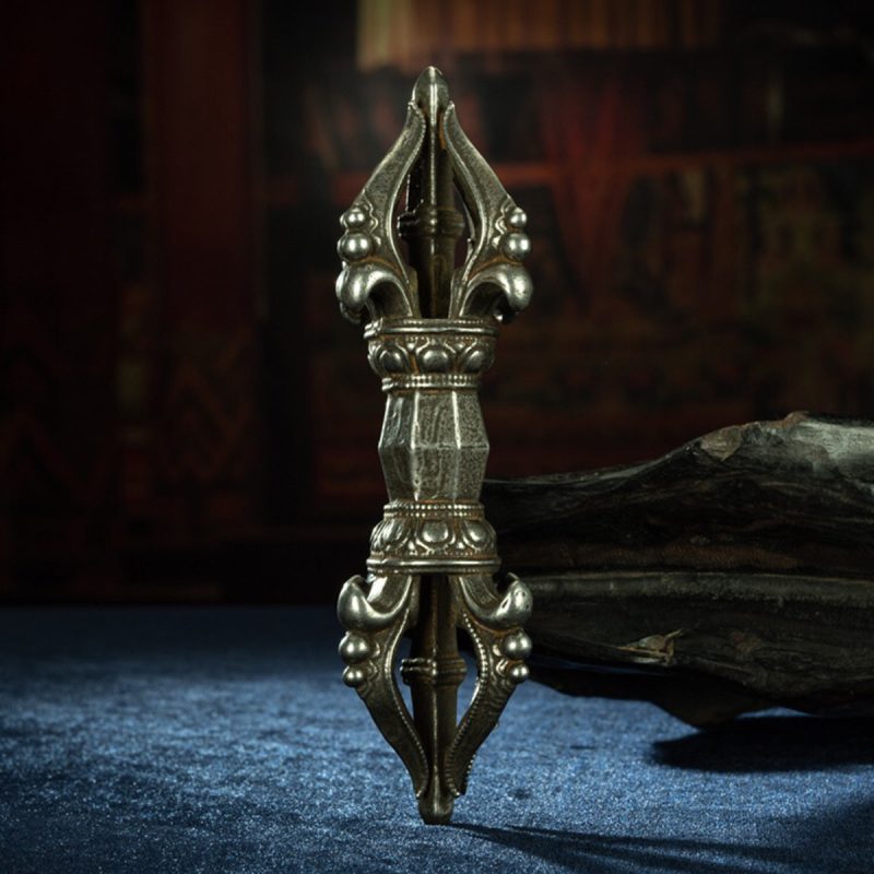 Qing Dynasty Five-Pronged Vajra Demonic Pestle Tibetan Dharma Weapon cold Iron Zanabazar Style Tibet - Image 5
