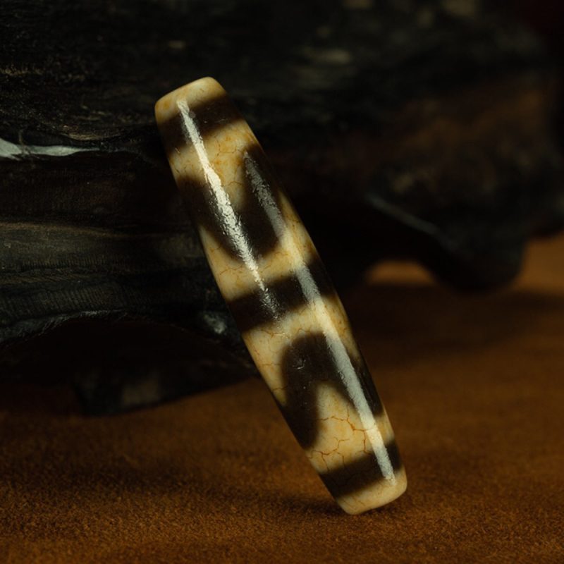 Yellow Tooth Double Tiger Teeth Old Dzi Beads Tibetan Millennium Dzi Beads Calcification - Image 3
