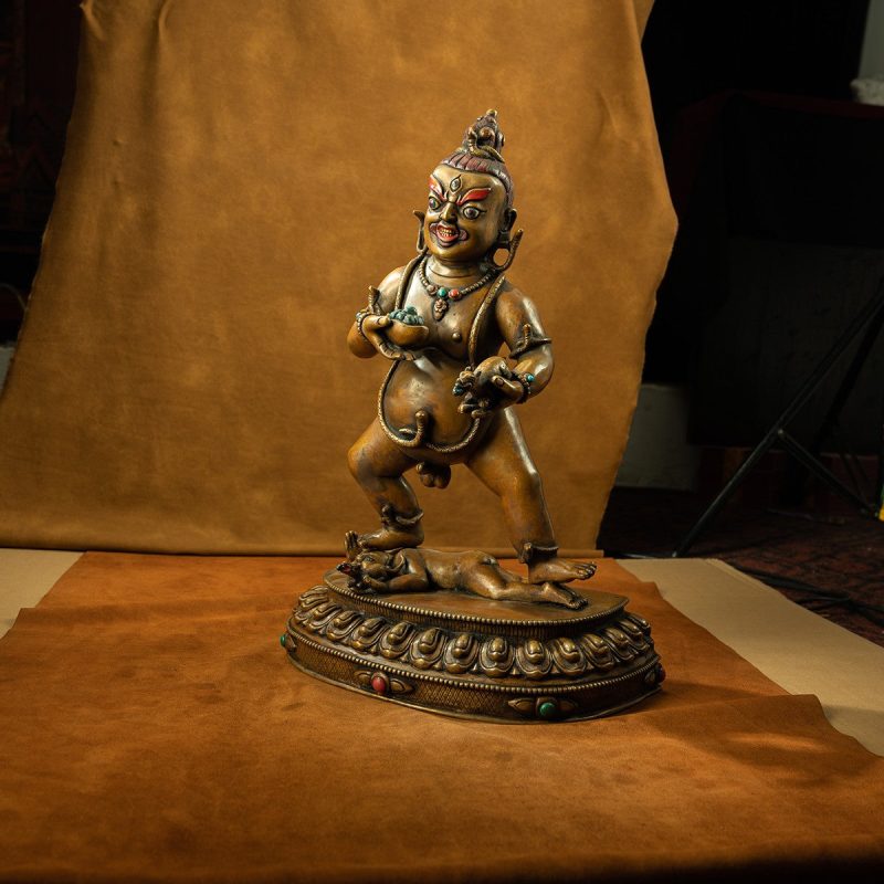 16th Century Black Jambhala Tibetan Antique Buddha Statue Purple Lima Copper Big Size Sholdopal Made - Image 7