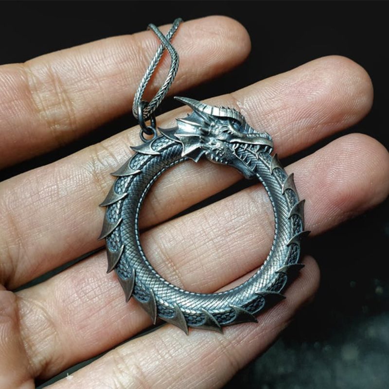 EXQUISITE IN Pure Tin Dragon Snake Protection Necklace Pendant - Image 3