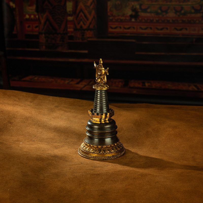 Qing Dynasty  Lao Kadam Pagoda Tibetan Light Antiques Purple Horse Gilt Sera Temple - Image 2