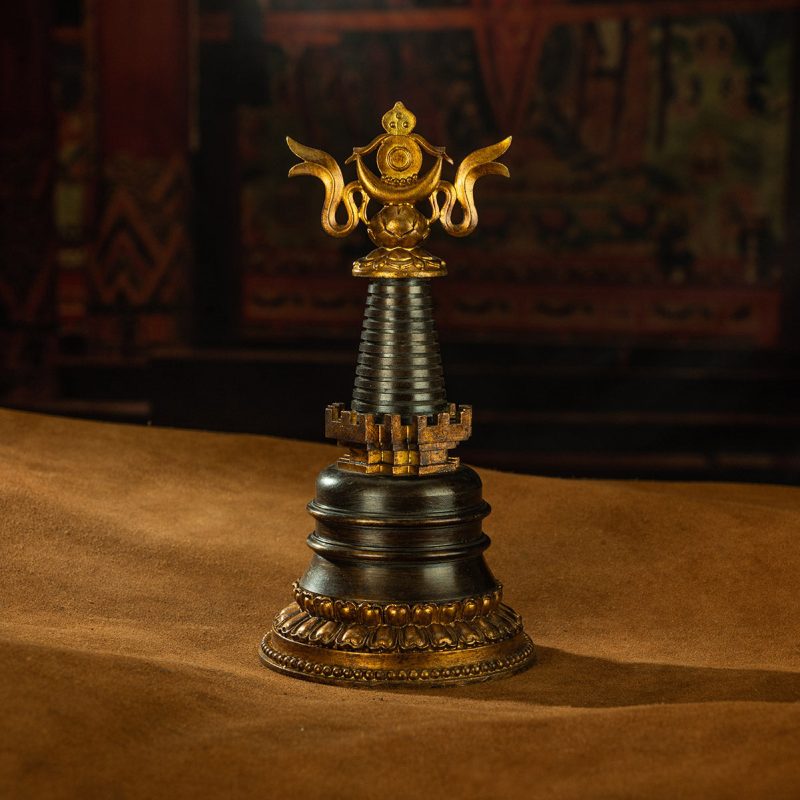 Qing Dynasty  Lao Kadam Pagoda Tibetan Light Antiques Purple Horse Gilt Sera Temple - Image 3