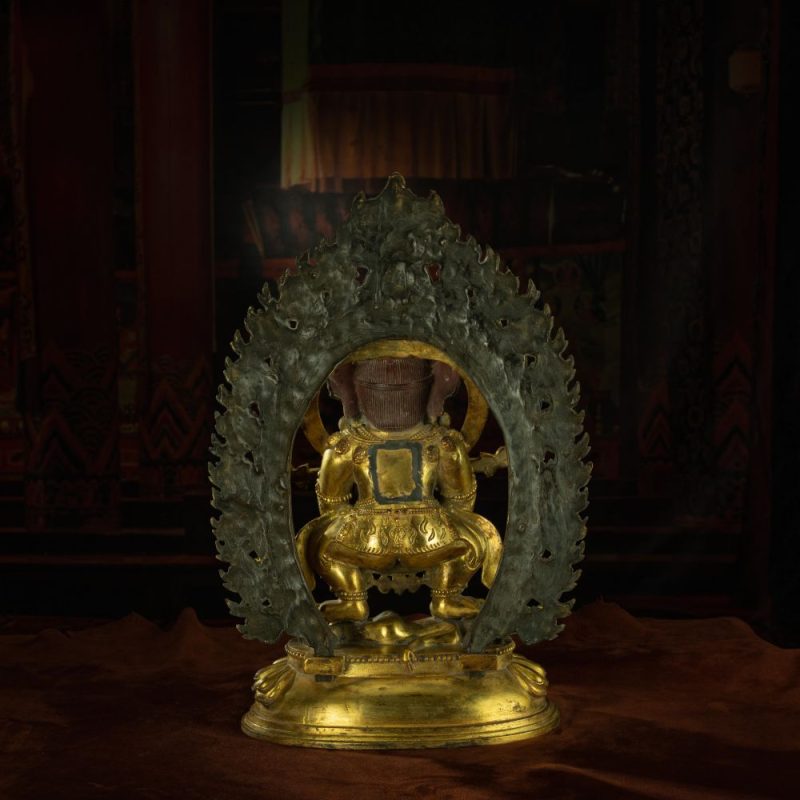 Qing Dynasty Masterpiece of Shui Mahagala Dorje Antique Tibetan Buddhist Statue Pure Gold Zongsa Temple - Image 5